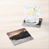 フランス、夜明け時灯台 スクエアペーパーコースター (インサイチュ)