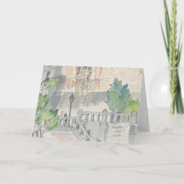 "フランス"水色スケッチグリーティングカード シーズンカード