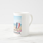 フランス 海辺 ビーチ 旅行 ポスター ボーンチャイナマグカップ (正面右)