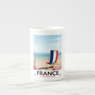 フランス 海辺 ビーチ 旅行 ポスター ボーンチャイナマグカップ