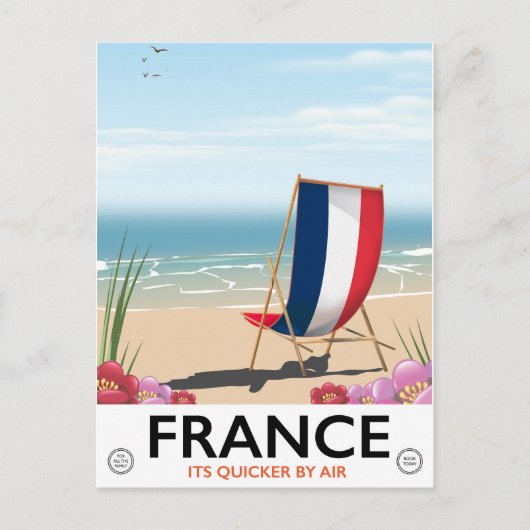 フランス 海辺 ビーチ 旅行 ポスター ポストカード (正面)