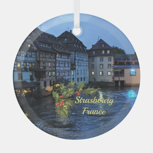 フランス，美しいストラスブール ガラスオーナメント (正面)