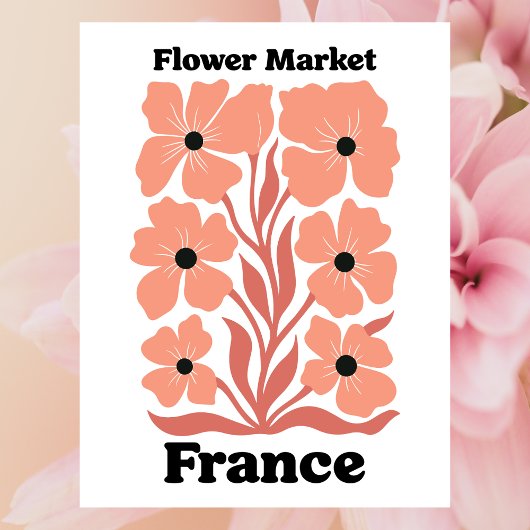 フランス 花市場 桃の花 ボタニカル ポストカード