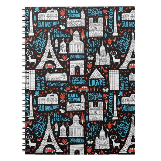 フランス|記号パターン ノートブック (正面)