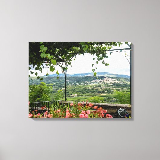 フランス,農村部の町の風景 キャンバスプリント (正面)