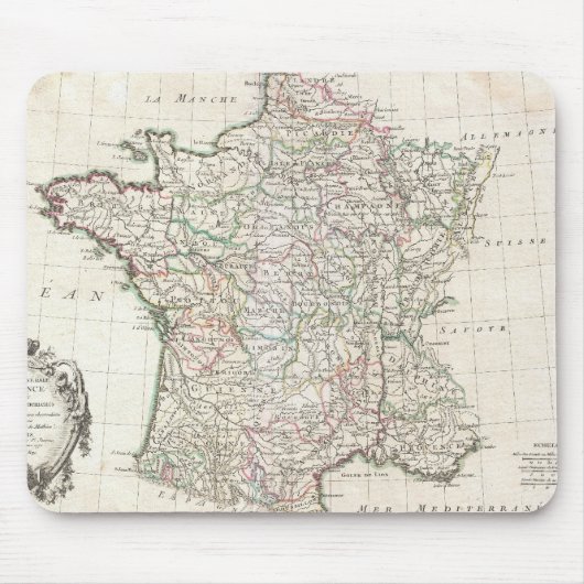 フランス(1771年)のヴィンテージの地図 マウスパッド (正面)