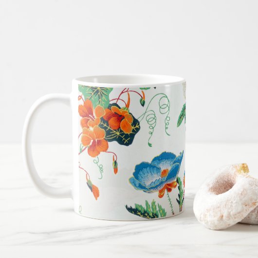 フランス 1830 花柄 アンティーク 壁紙 コーヒーマグカップ (ドーナツ)