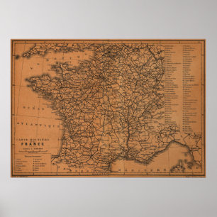 フランス(1914年)の鉄道のヴィンテージの地図 ポスター