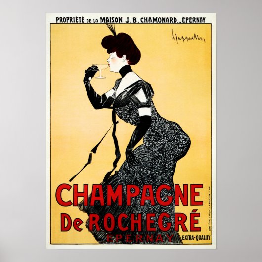 フランスCHAMPAGNE De ROCHEGREレオネットカピエロアド ポスター (正面)
