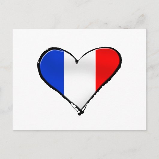フランスIのフランスJe Taime国旗Franceハートギフト ポストカード (正面)