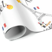 フランスJoyeux Noelのエッフェル塔の旗 ラッピングペーパー (ロールコーナー)