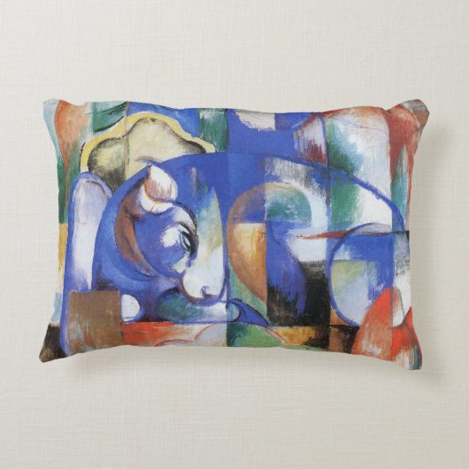 フランズ・マークの横たわる雄牛、ヴィンテージキュビズムアート アクセントクッション (裏面)