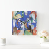 フランズ・マークの横たわる雄牛、ヴィンテージキュビズムアート スクエア壁時計 (ホーム)