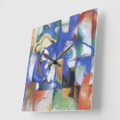 フランズ・マークの横たわる雄牛、ヴィンテージキュビズムアート スクエア壁時計 (傾斜)