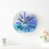 フランソフォン番号青い水色ラウンドクロック ラージ壁時計 (ホーム)