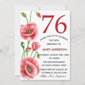 フランダースのケシの水彩画の第76誕生会 招待状 (正面)