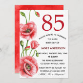 フランダースのケシの水彩画の85th誕生会 招待状 (正面/裏面)