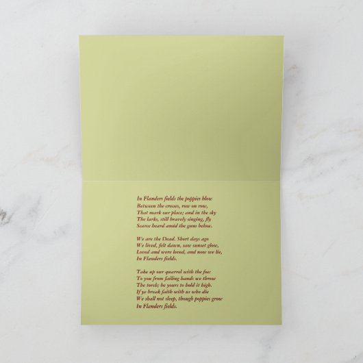 フランダースの野のケシの写真と詩 カード (内部)