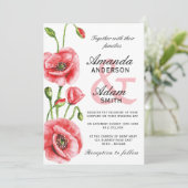 フランダースポピー水彩タイポグラフィ結婚ズ 招待状 (スタンド正面)