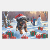 フランダース・ブーヴィエのクリスマス スノーシーン 長方形シール (正面)