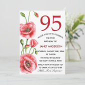 フランダース ポピー 水彩 95歳 誕生日パーティー 招待状 (スタンド正面)