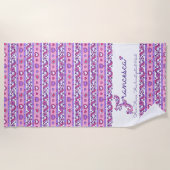 フランチェスカの一流の意味花のハートのピンクタオル ビーチタオル (正面)