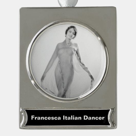 フランチェスカ・ベラ・ラガッツァ美しいイタリアン少女 シルバープレートバナーオーナメント (正面)