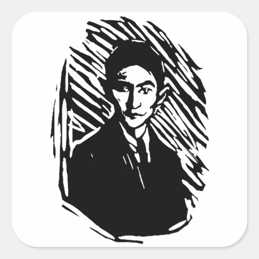 フランツカフカポートレート スクエアシール (正面)