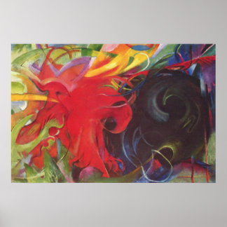 フランツマルク – ファイティング型枠1914カラーブラックレッド ポスター