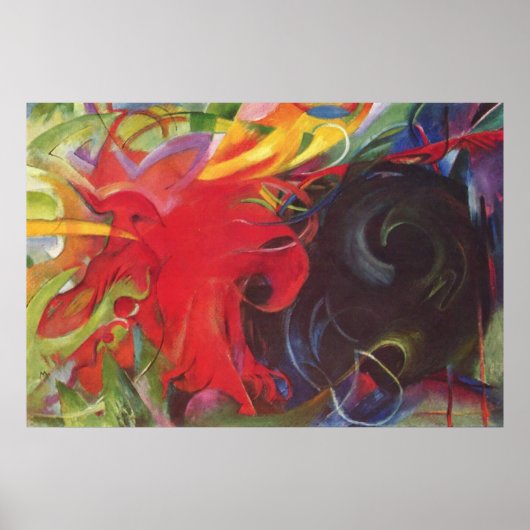 フランツマルク – ファイティング型枠1914カラーブラックレッド ポスター (正面)