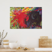 フランツマルク – ファイティング型枠1914カラーブラックレッド ポスター (キッチン)