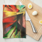 フランツマークザキツネレッドキツネドイツ表現主義 キッチンタオル (四つ折り)