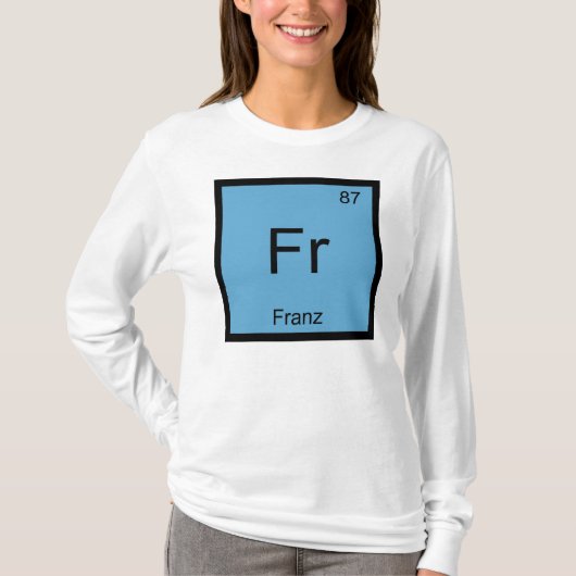 フランツ名の化学元素周期表 Tシャツ (正面)