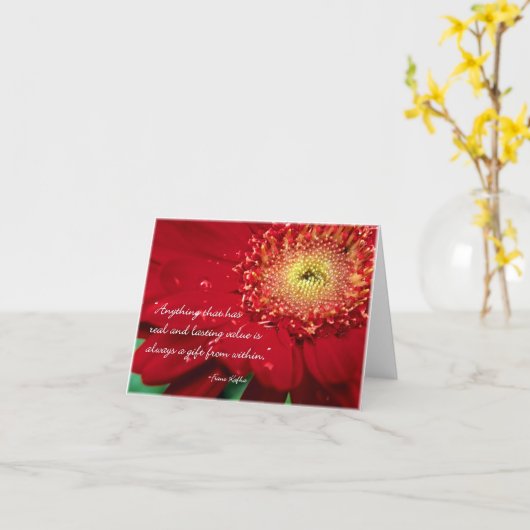 フランツ・カフカの引用文の空白のな花のメッセージカード カード (黄色い花)