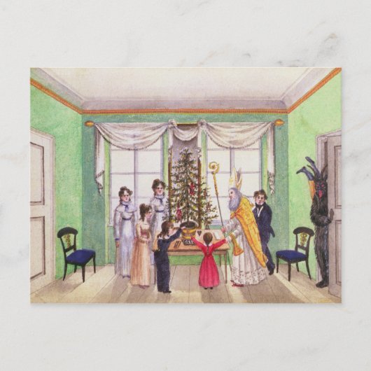 フランツ・パウムガルテンによるカール日記からのクランプスと聖ニコラス ポストカード (正面)