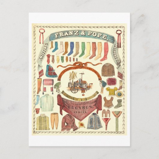フランツ&ポープ編み物機械広告 ポストカード (正面)