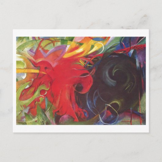 フランツ・マルク - 戦う形態 1914年 色彩 ブラック・レッド ポストカード (正面)