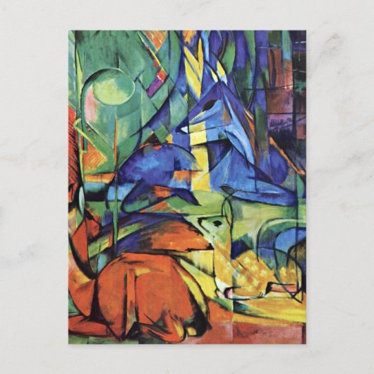 フランツ・マルク-森林(ii)のシカ ポストカード (正面)