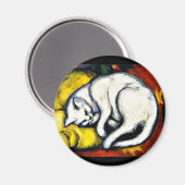 フランツ・マルク – 白い猫素晴らし・アー絵画トの マグネット (正面/裏面)