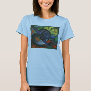 フランツ・マルク-青い2匹の猫--は及び1912年の子猫の油を黄色にします Tシャツ