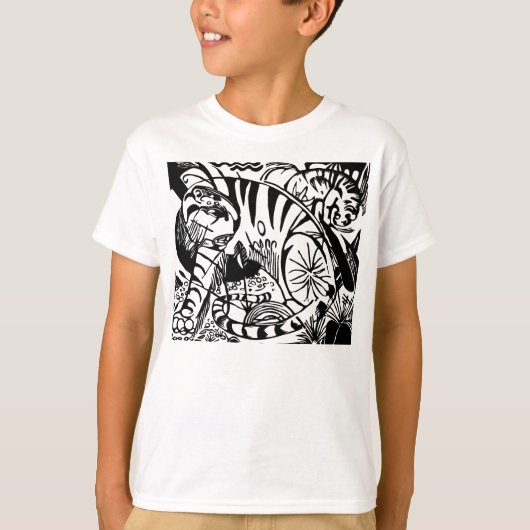 フランツ・マルク - 黒と白のトラ - 抽象芸術 Tシャツ (正面)