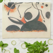 フランツ・マークによる2鹿との合成 キッチンタオル (折り畳み)