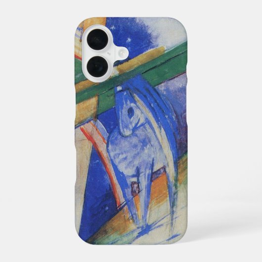 フランツ・マークの虹に乗る青い馬 iPhone 16ケース (裏面)