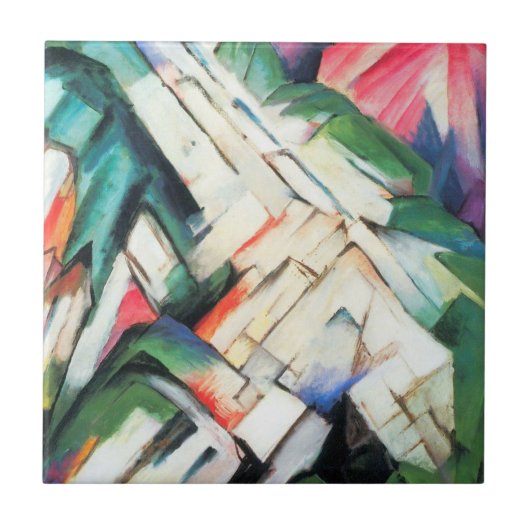 フランツ・マークの『山々』(風景) ヴィンテージ・アート タイル (正面)