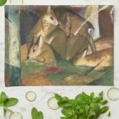 フランツ・マークの『森の鹿』、ヴィンテージ ファインアート キッチンタオル (折り畳み)