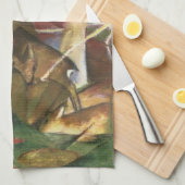 フランツ・マークの『森の鹿』、ヴィンテージ ファインアート キッチンタオル (四つ折り)