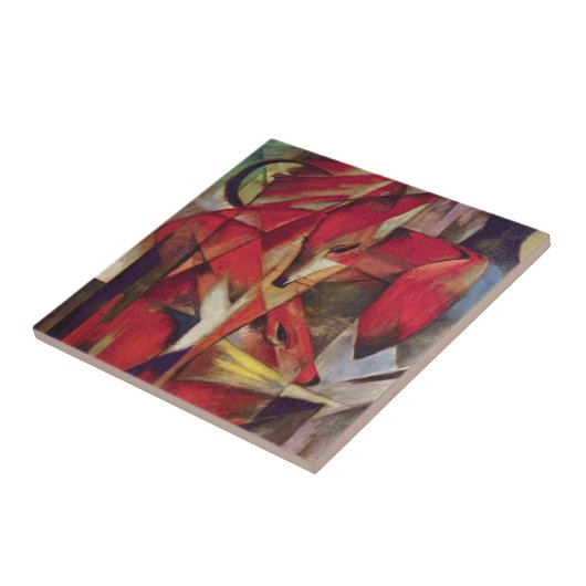 フランツ・マークの『狐』、ヴィンテージ抽象キュビズムアート タイル (側面)