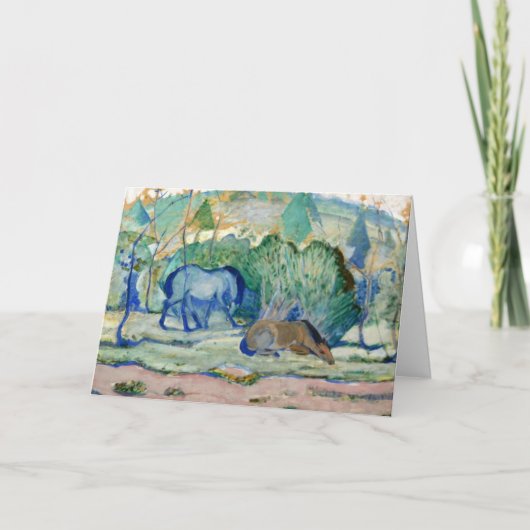 フランツ・マークの「馬の放牧」ヴィンテージ ファインアート カード (正面)