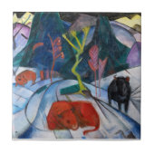 フランツ・マーク・ビソンin冬(赤いバイソン) タイル (正面)