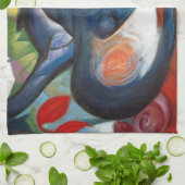 フランツ・マーク・ブルーとイエロー2匹 キッチンタオル (折り畳み)